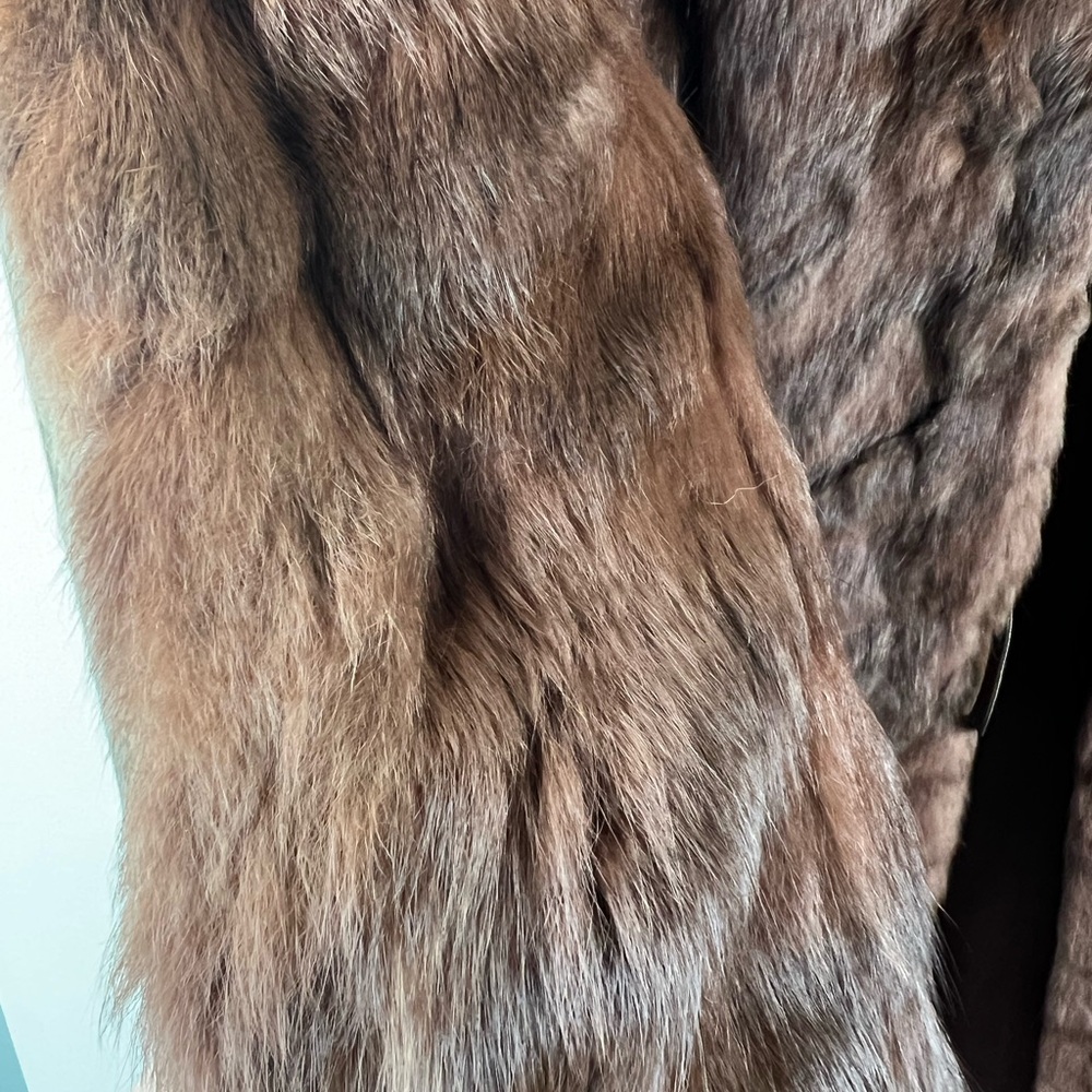 Vintage Midcentury Chocolate Brown Chinchilla Fur Coat Long - Picture 4 of 11